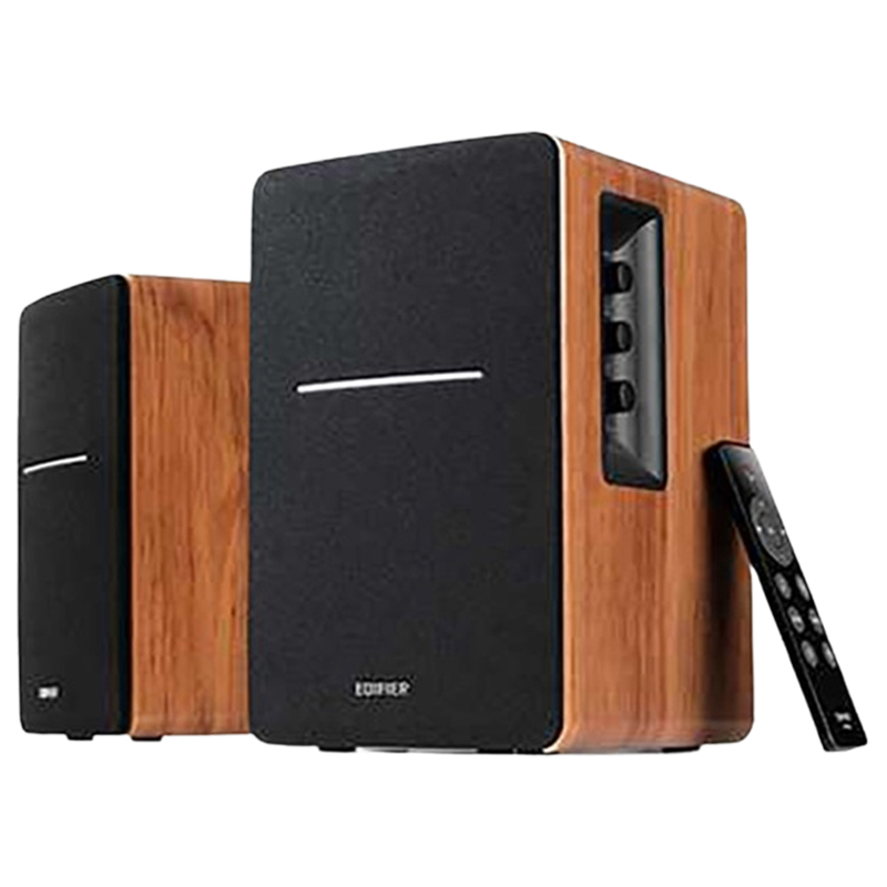 漫步者电脑音箱细腻圆润音质纯粹连接稳定棕木纹R1200BT
